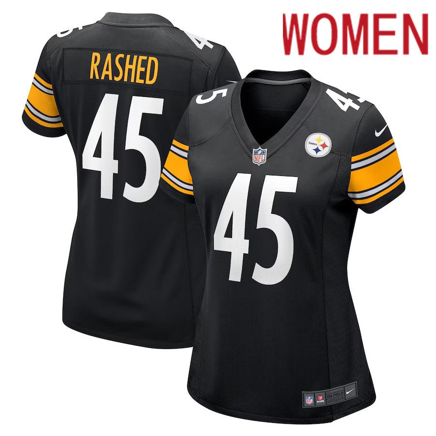 Women Pittsburgh Steelers 45 Hamilcar Rashed Jr. Nike Black Game Player NFL Jersey